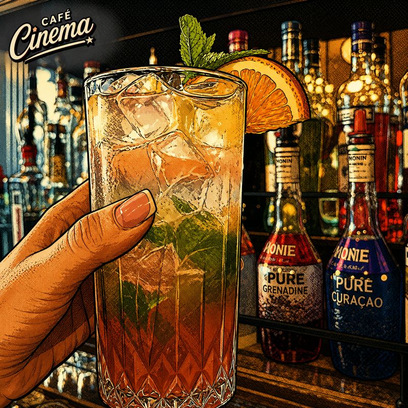 Koktel sa nanom i pomorandžom za šankom Cafe Cinema